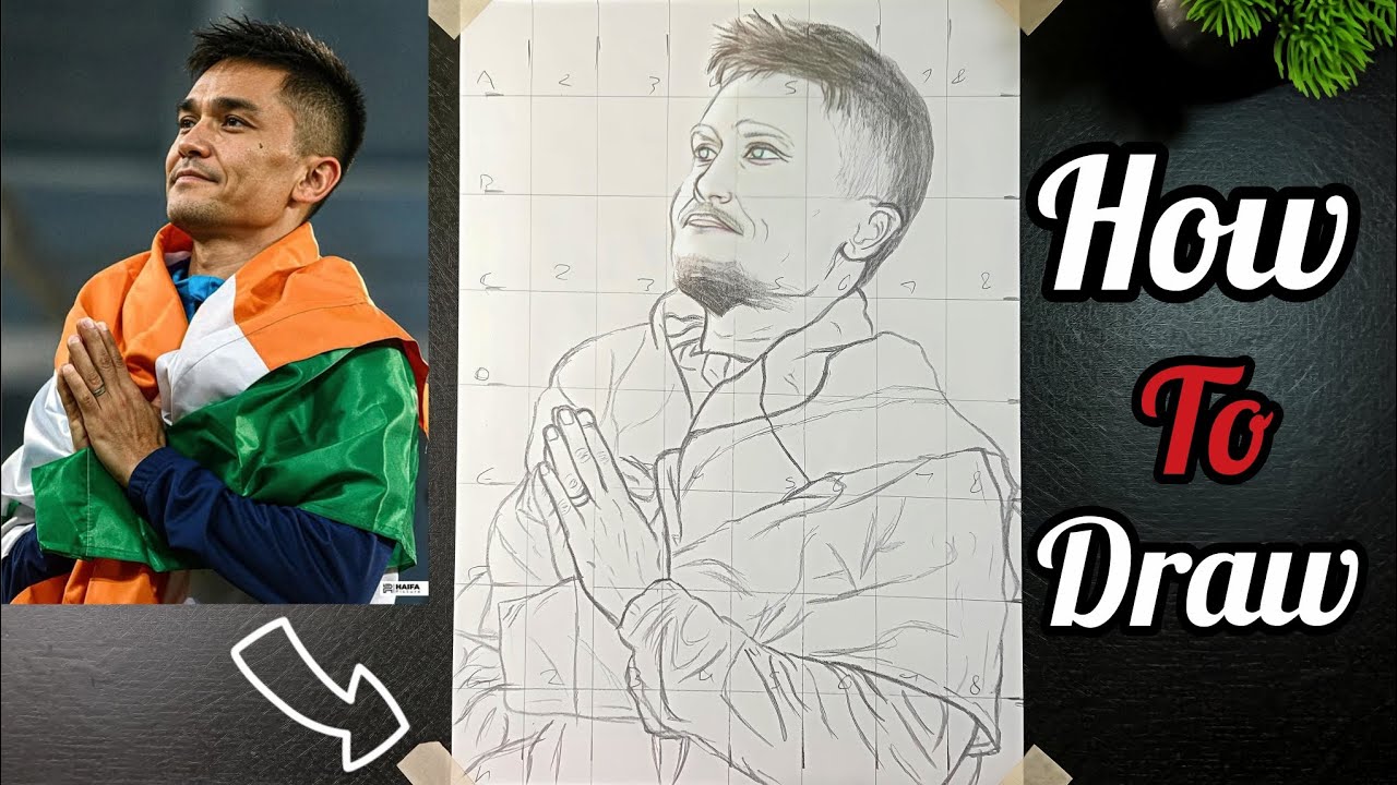 Sunil chetri outline drawing 🥵|| step by step easy method 🔥|| Sunil chetri outline drawing 🥵||
