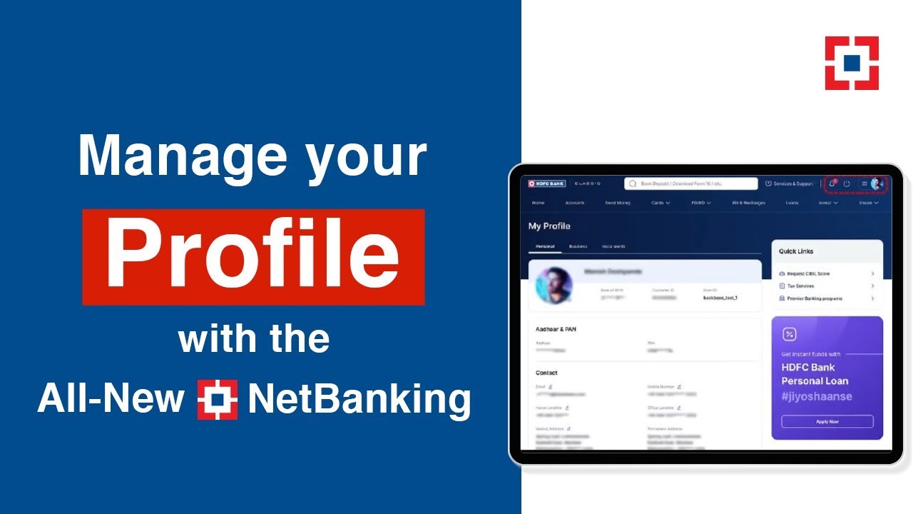 Manage your profile with the All-New NetBanking | HDFC Bank