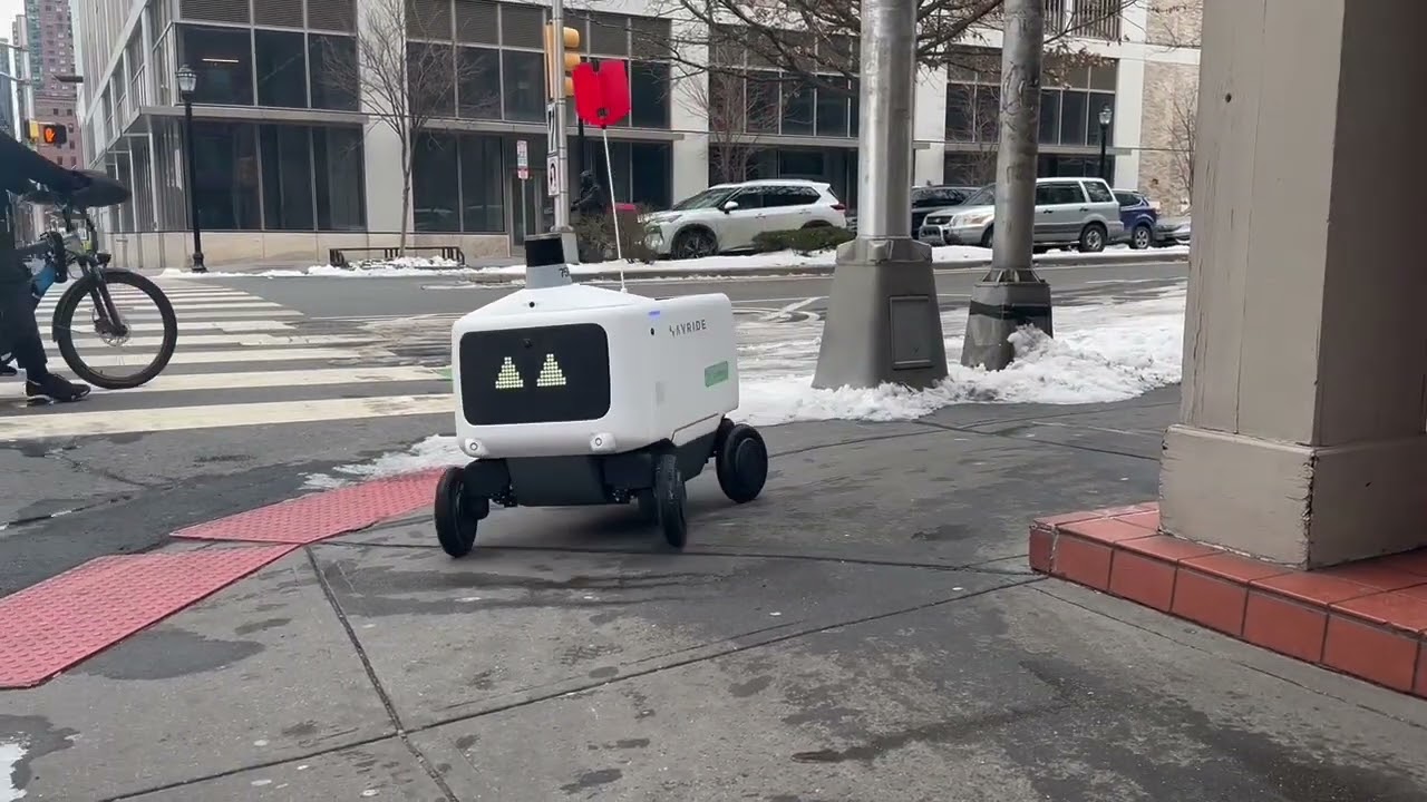 Uber Eats via robots in Jersey City (Video provided by Uber)