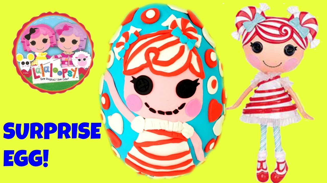 Huge LalaLoopsy Play Doh Surprise Egg Mint E. Stripe Filled with Blind Bags Blind Boxes
