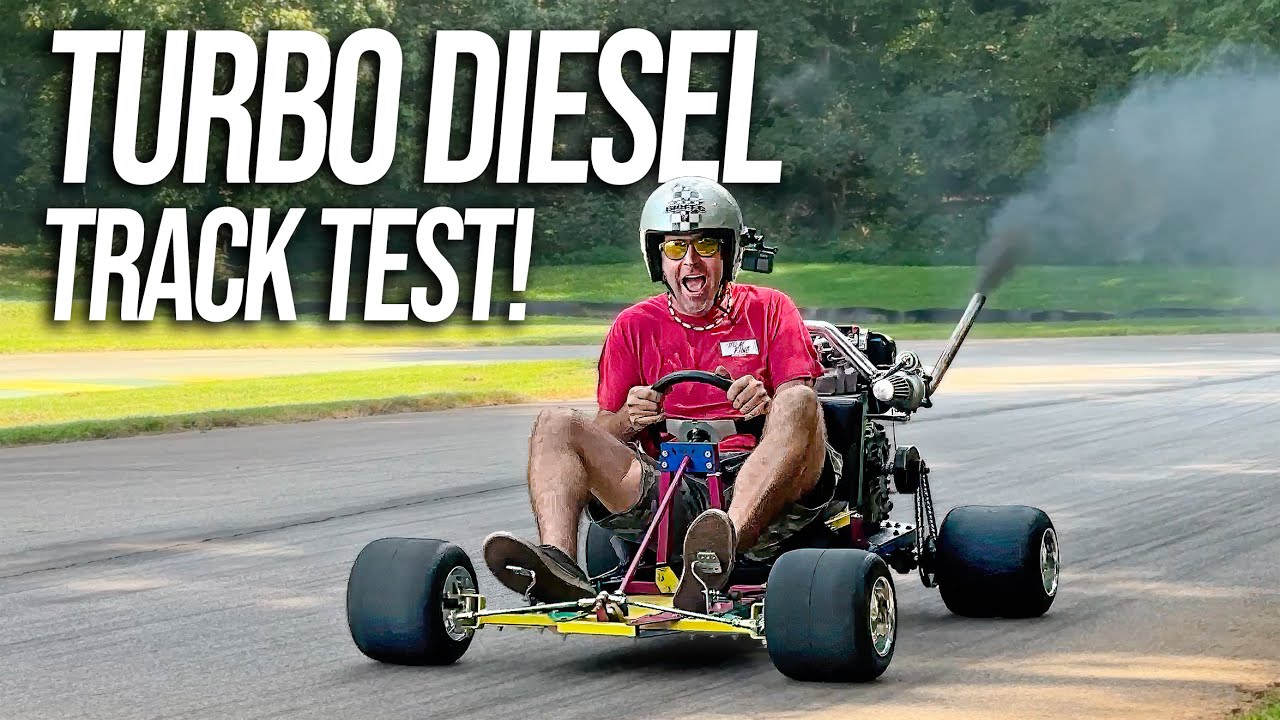 We Took Our Turbo Diesel Go Kart to the Race Track! (Rolls Coal)