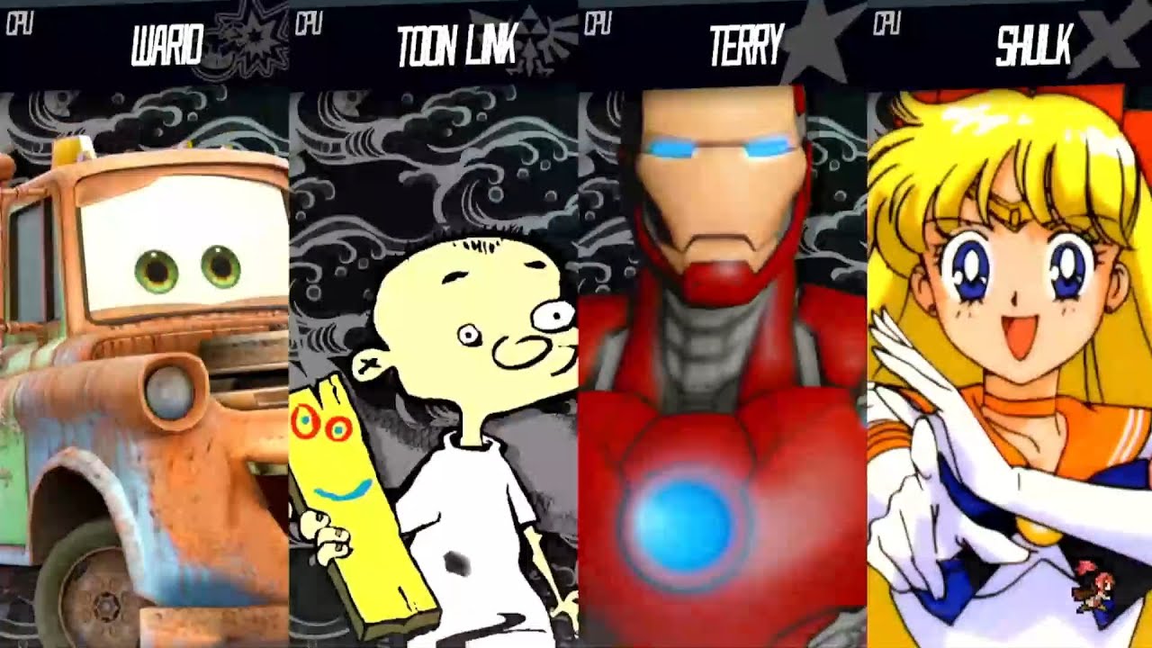 Sailor Venus Vs Iron Man Vs Johnny Vs Mater - Requested Smash Bros Battle