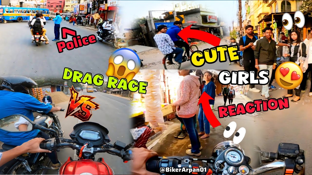 Crazy Cute Girls Reaction 👀🥰 Drag Race লেগে গেলো বুলেটের সাথে 😱 Police দার করালো 😡 @BikerArpan01 