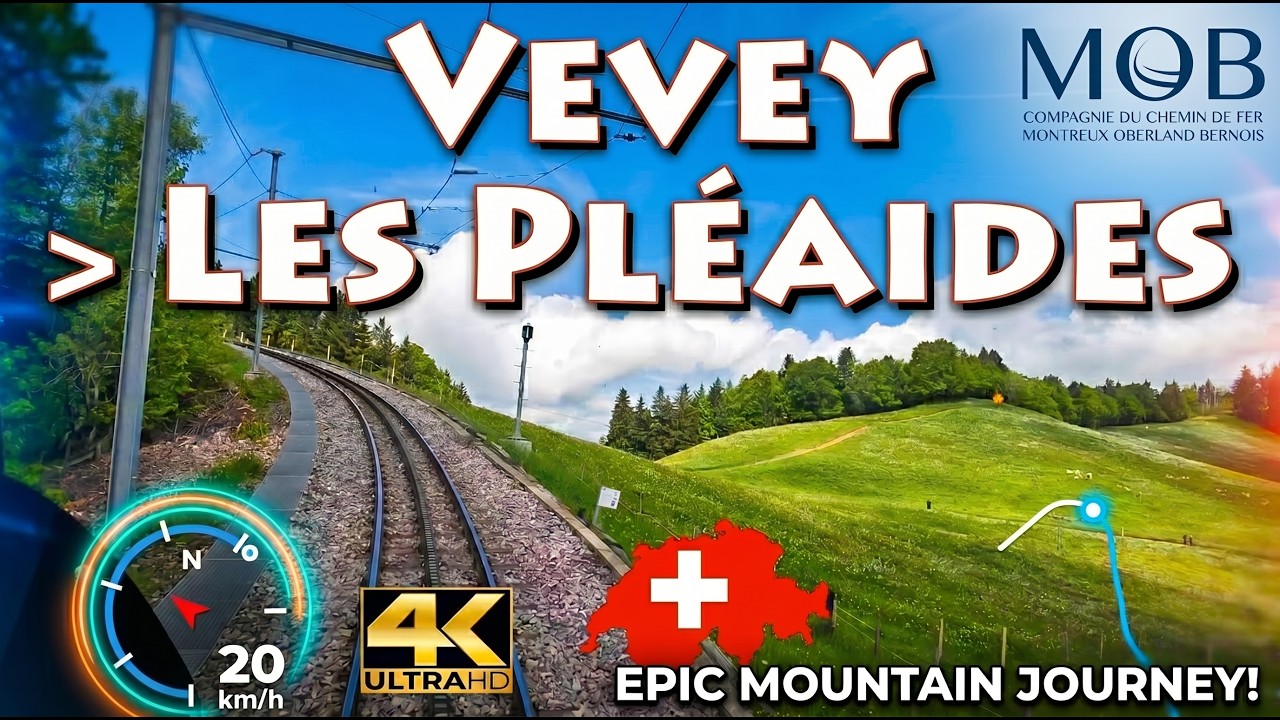 CAB RIDE 4K 🇨🇭 Vevey - Les Pléaides MOB MVR 🚞 Montreux-Vevey-Riviera Suisse 🌞 Schweiz / Switzerland