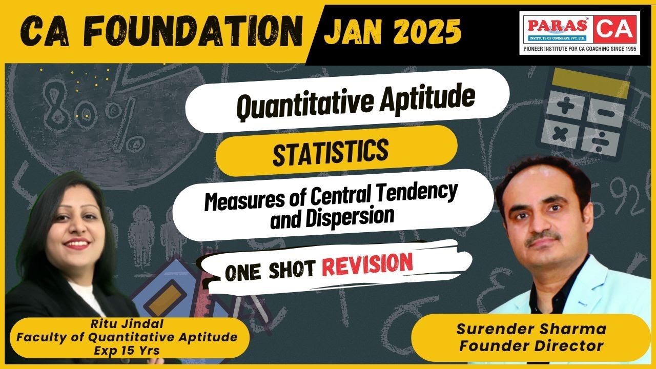 Measures of Central Tendency and Dispersion I Statistics I Ritu Jindal I One shot Revision
