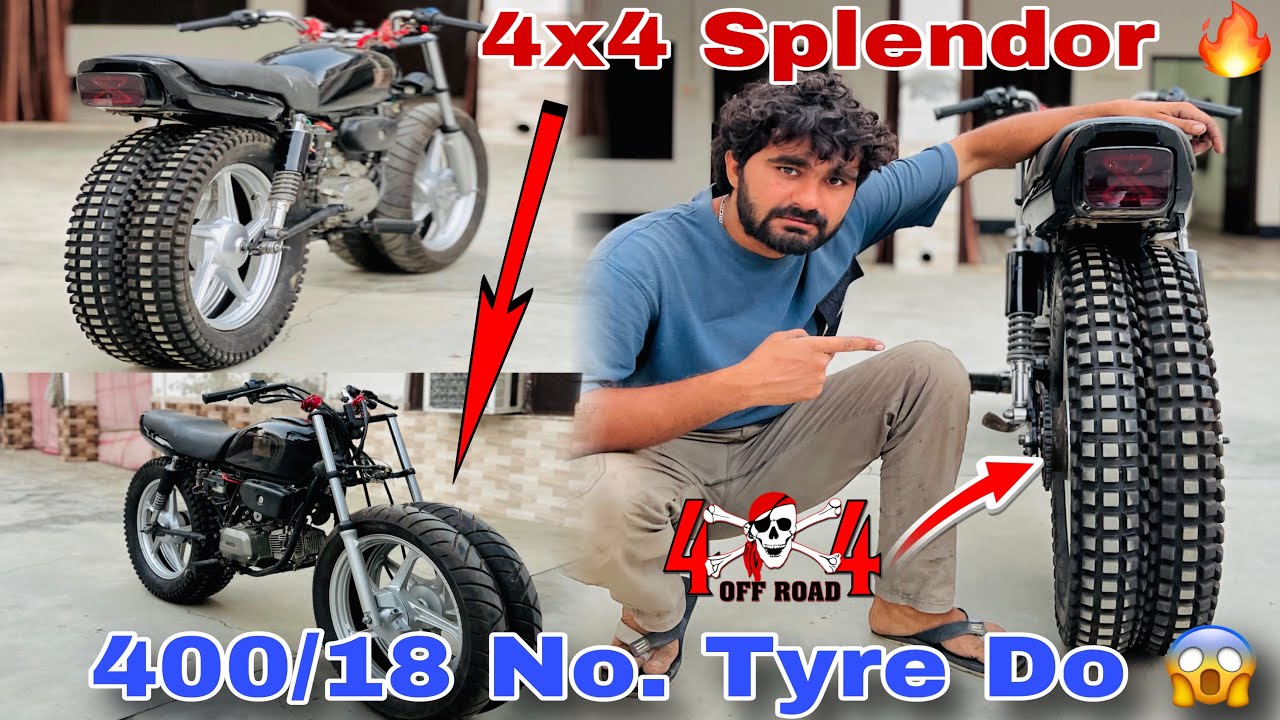 4x4 Splendor 🔥 || Splendor Bike 4 Tyre Install 🤯 || First In World Splendor Bike 😍