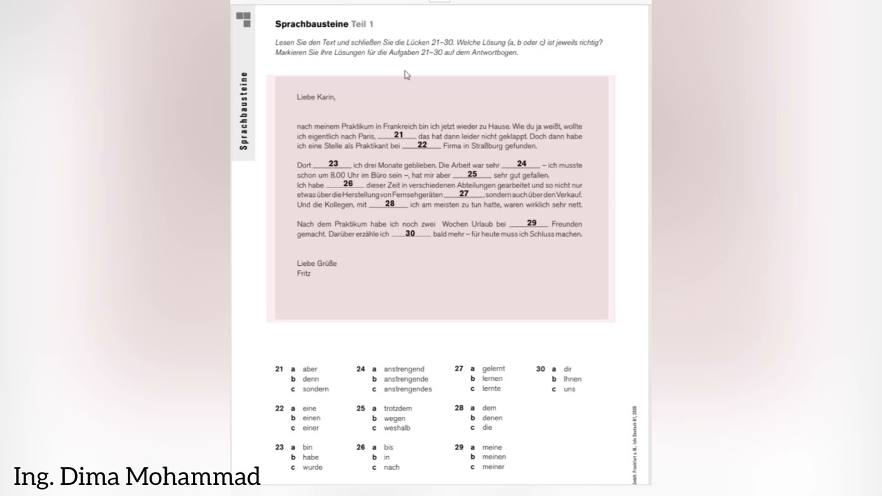 النماذج الامتحانية (b1) 🇩🇪سؤال القواعد 📚