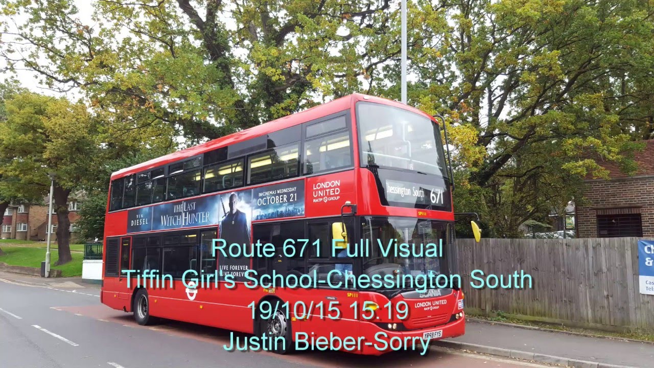 Route 671 HD Full Visual: Tiffin Girl's School-Chessington South