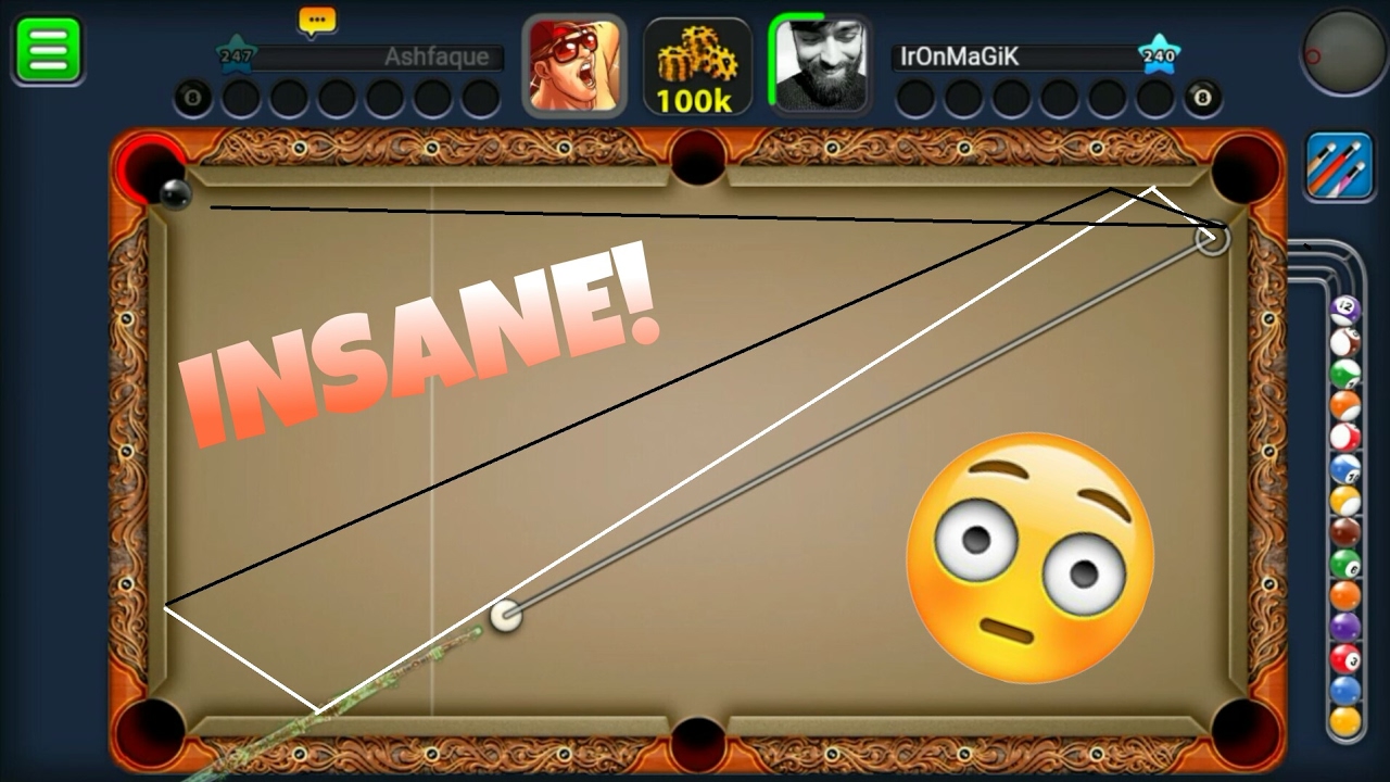 8 ball pool - INSANE TRICK SHOTS HIGHLIGHTS // CRAZY INDIRECT SHOTS