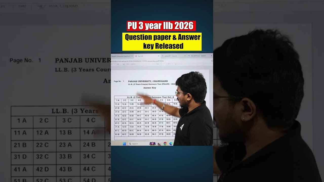 PU 3 Year LLB 2026 Big Update!! Quetion Paper And Answerkey Released #punjabuniversity