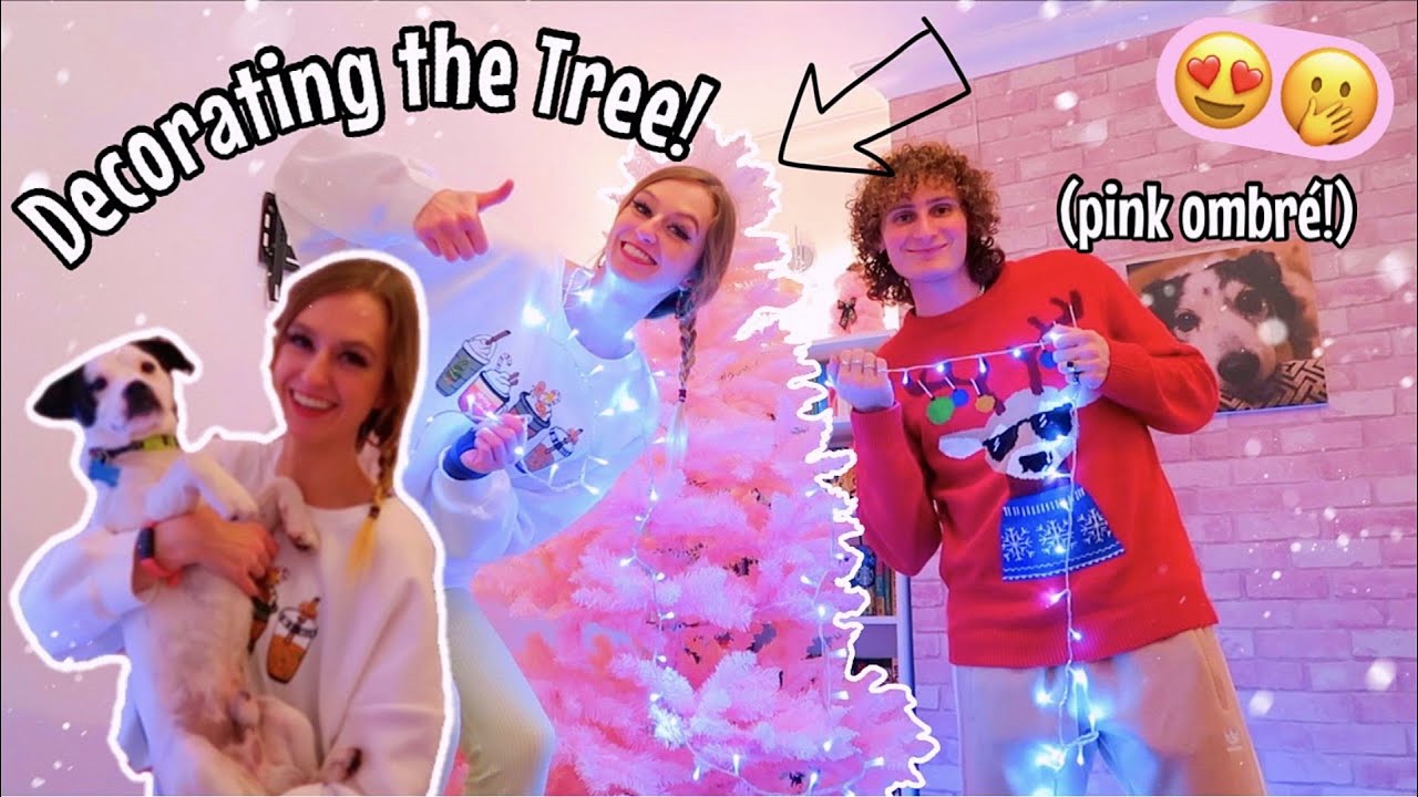 Asmr decorating my 7 foot *PINK OMBRE* Christmas Tree with my bf and puppies!!🤣🎄✨🎀 | Vlogmas Day 5