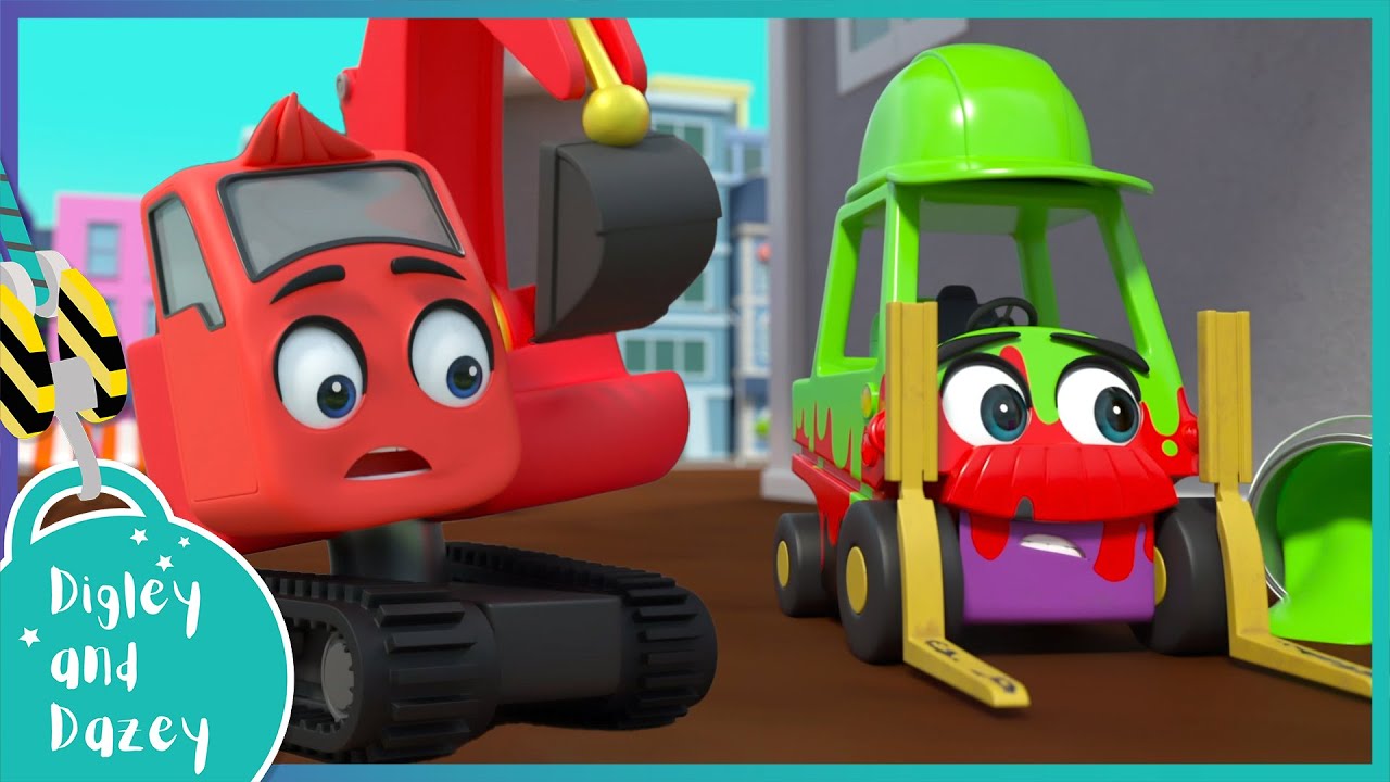 🚧 Messy Rainbow Building Construction! 🚜 | Digley and Dazey | Kids Construction Truck Cartoons