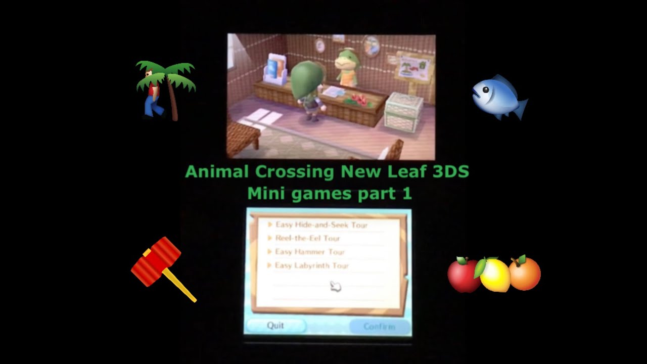 Animal Crossing New Leaf 3DS Tortimer Island mini games part 1