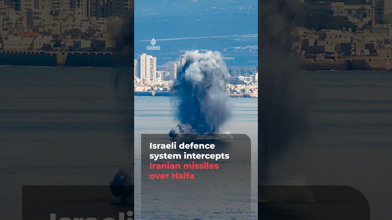 Israeli defence system intercepts Iranian missiles over Haifa | AJ#shorts