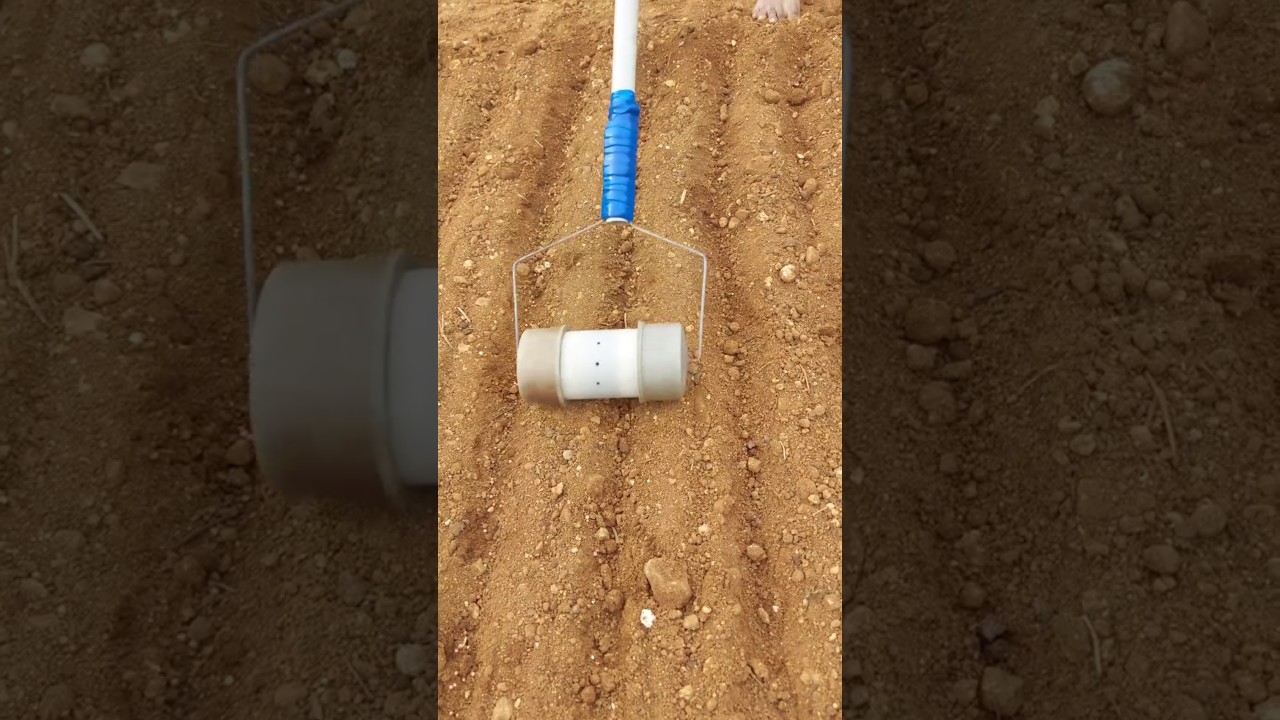 Home made 'Seeder' and 'Rake' for row spacing crops like corn, bean planting || Seeding Hand tools