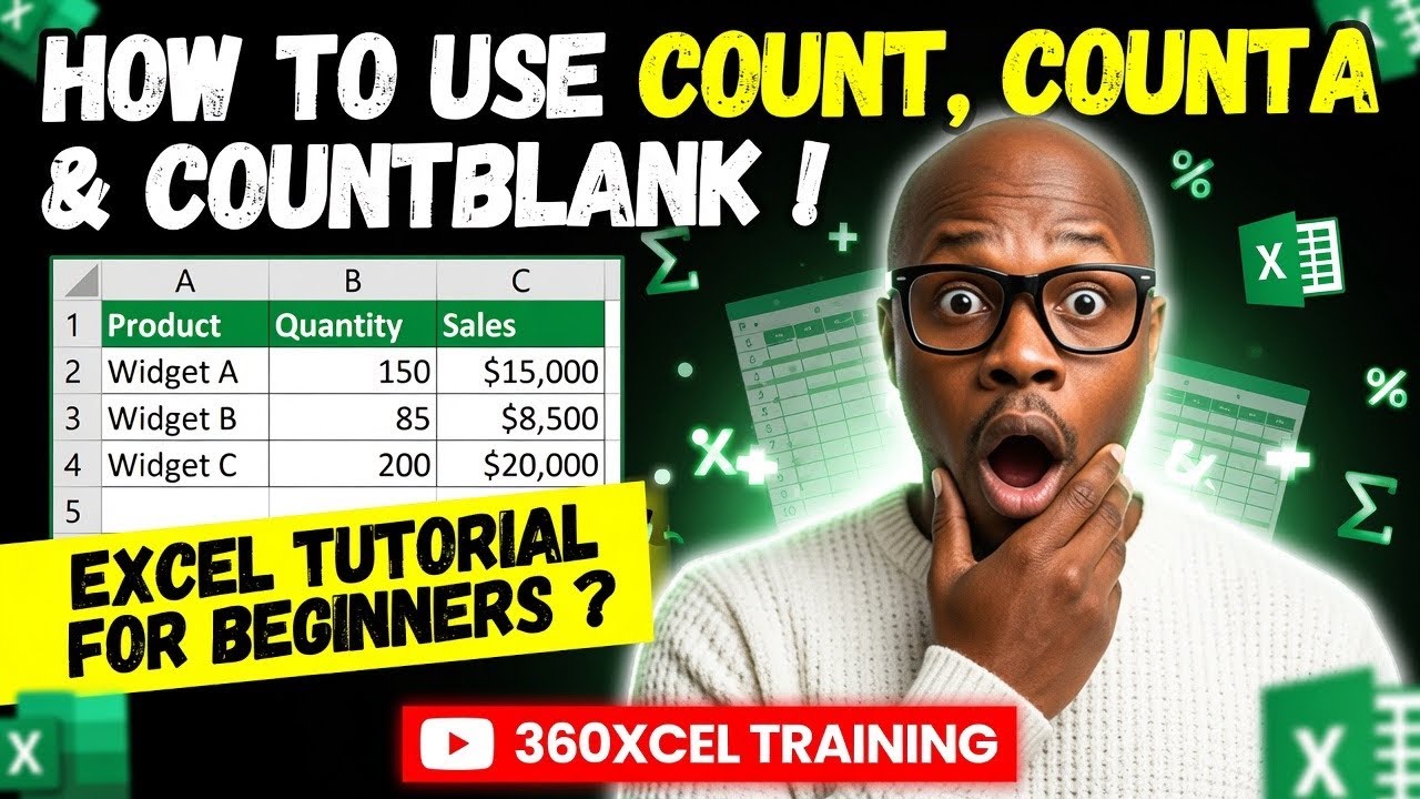 Excel Basics: When to Use COUNT, COUNTA & COUNTBLANK  #excel #count #counta #countblank