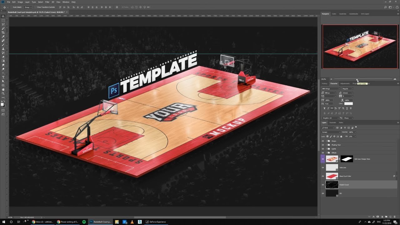 How to design Basketball Courts, Photoshop Template tutorial
