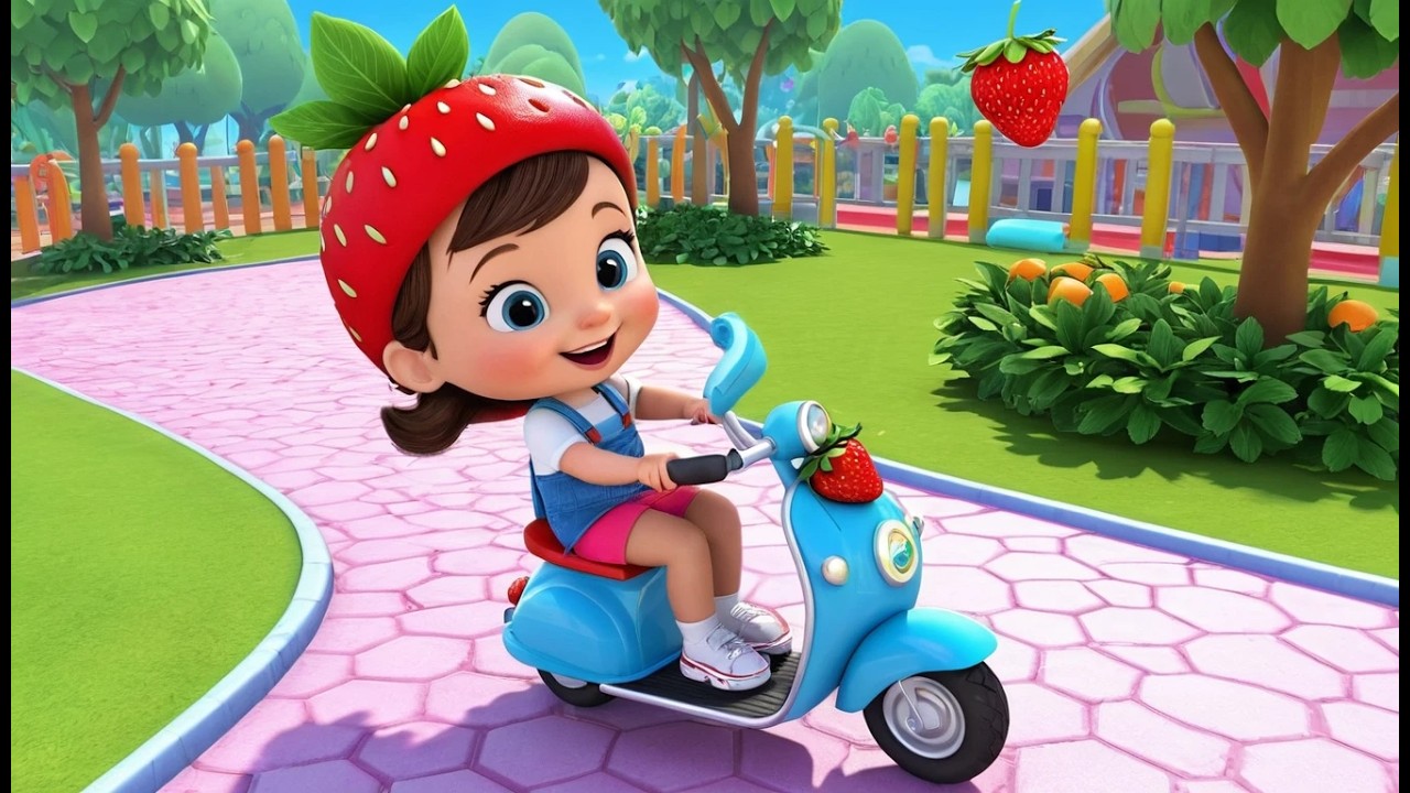 Клубничка катается на самокате 🍓🛴