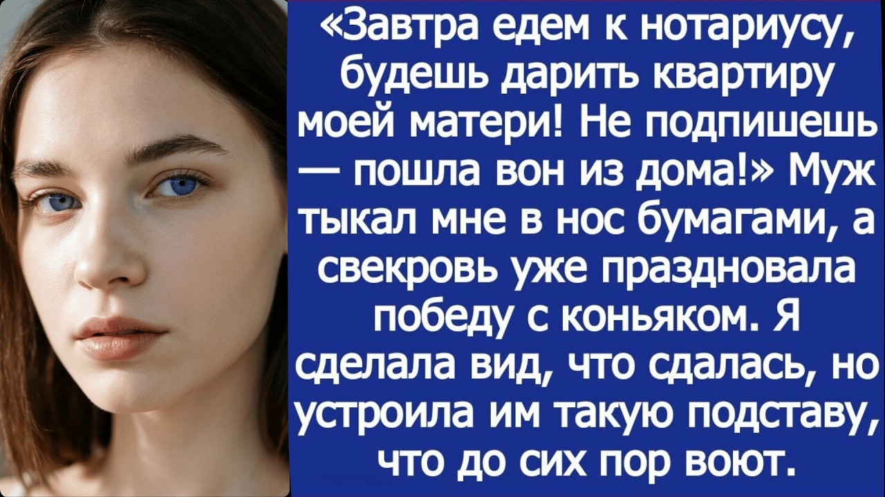 «Завтра едем к нотариусу, будешь дарить квартиру моей матери!» Заявил муж.
