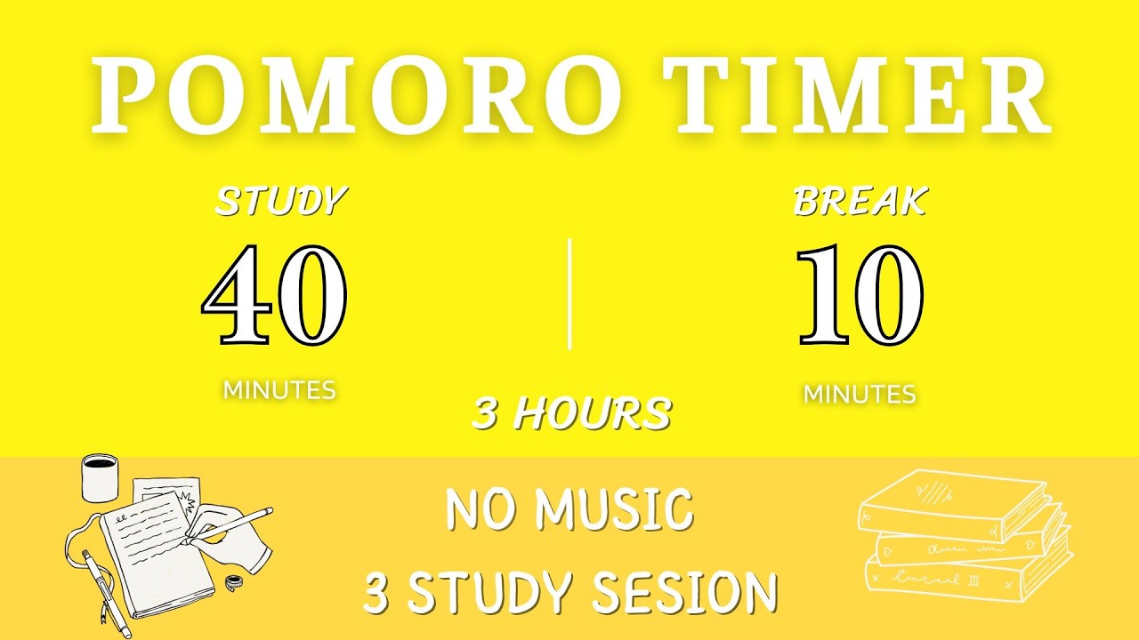 Focused Study with Pomodoro 💗 | 3 Hours of 40-Min Study Intervals and 10-Min Breaks ⏳