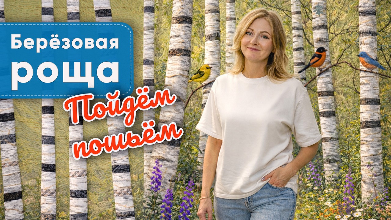 Берёзовая роща в технике пэчворк.