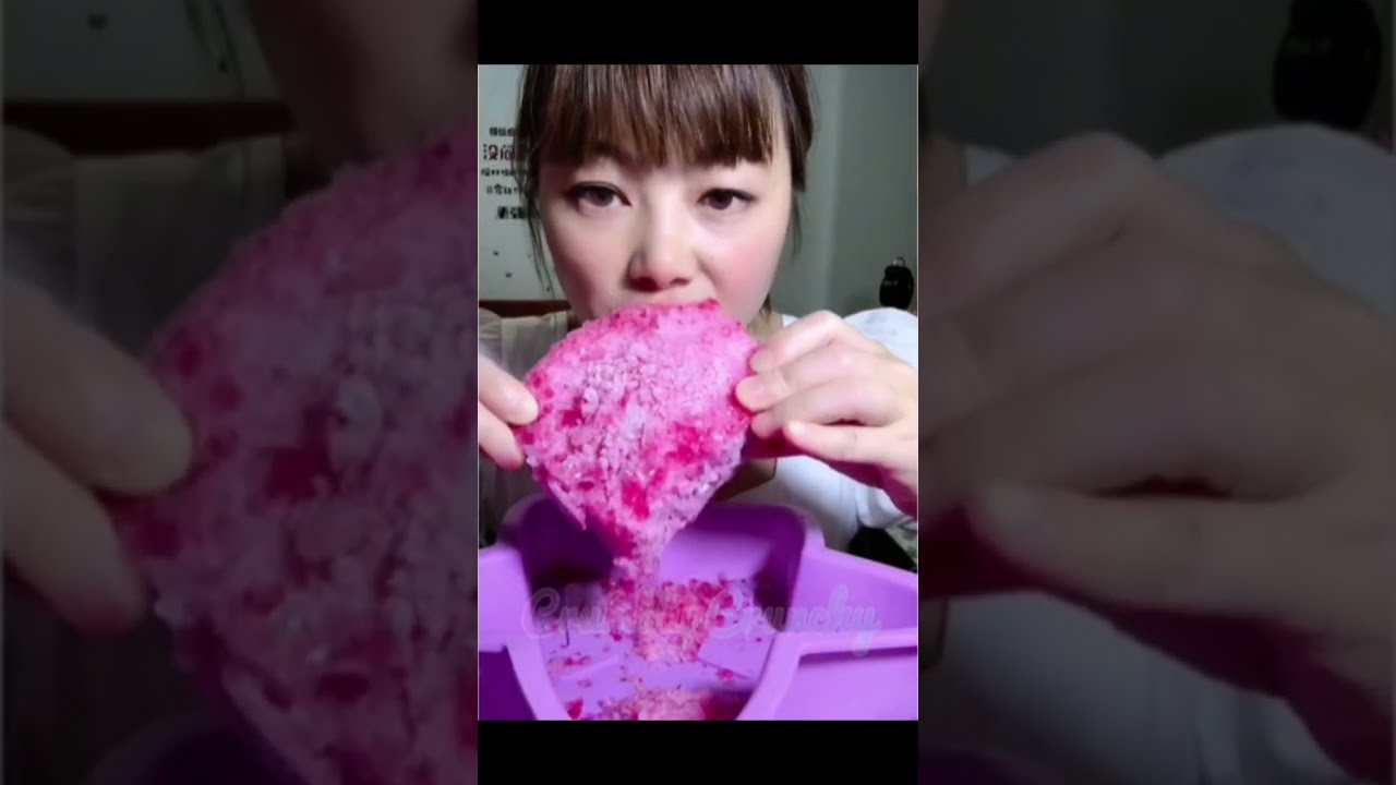 🌈🍚CRISPY CRISPY CRUNCHY COLOUR FULL ICE POWDER EATING ASMR 🧊🍚