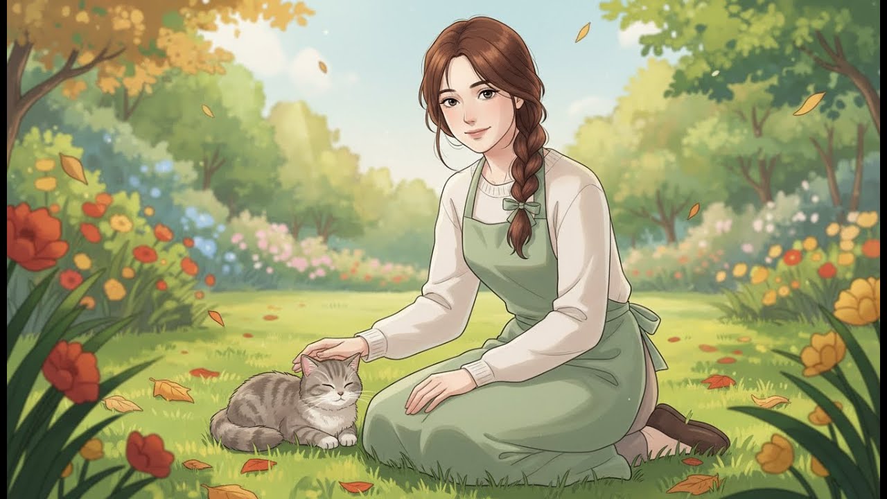Autumn Leaves in the Little Garden Gathering Herbs and Gentle Thoughts