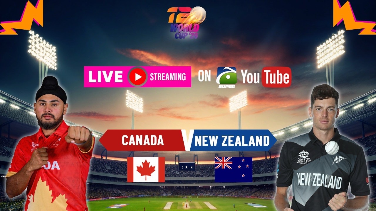 LIVE 🔴 𝗧𝟮𝟬 𝗪𝗼𝗿𝗹𝗱 𝗖𝘂𝗽 𝟮𝟬𝟮𝟲: 𝐂𝐚𝐧𝐚𝐝𝐚 𝐯𝐬 𝐍𝐞𝐰 𝐙𝐞𝐚𝐥𝐚𝐧𝐝 | Live Scores & Updates | Geo Super