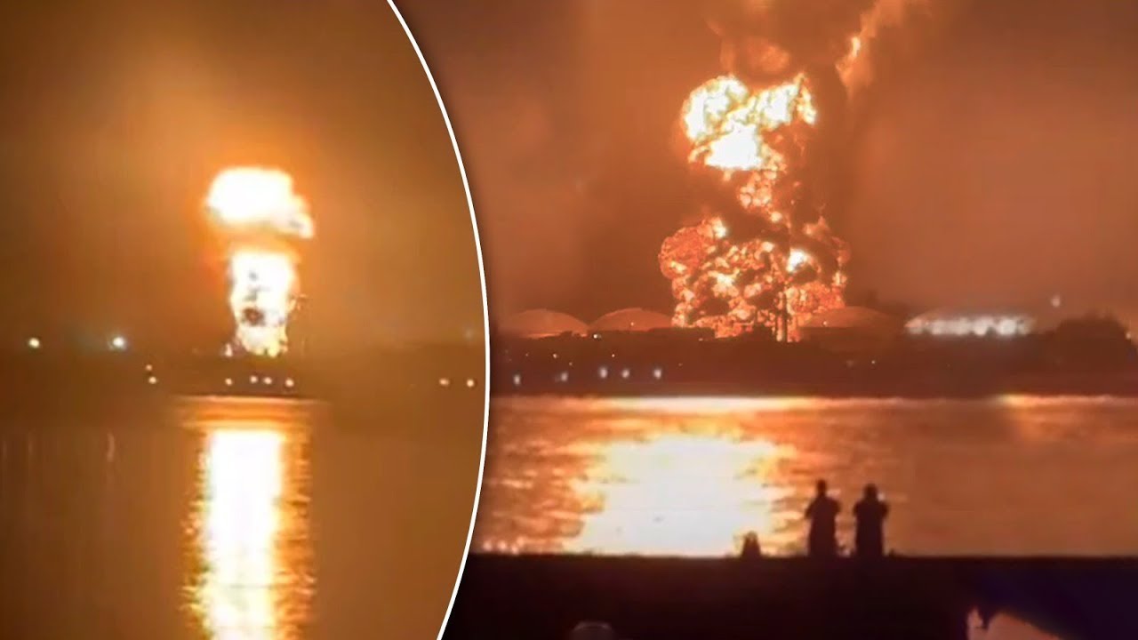 Massive fire in Crimea as Ukrainian drones hit one of the peninsula&rsquo;s largest oil refineries