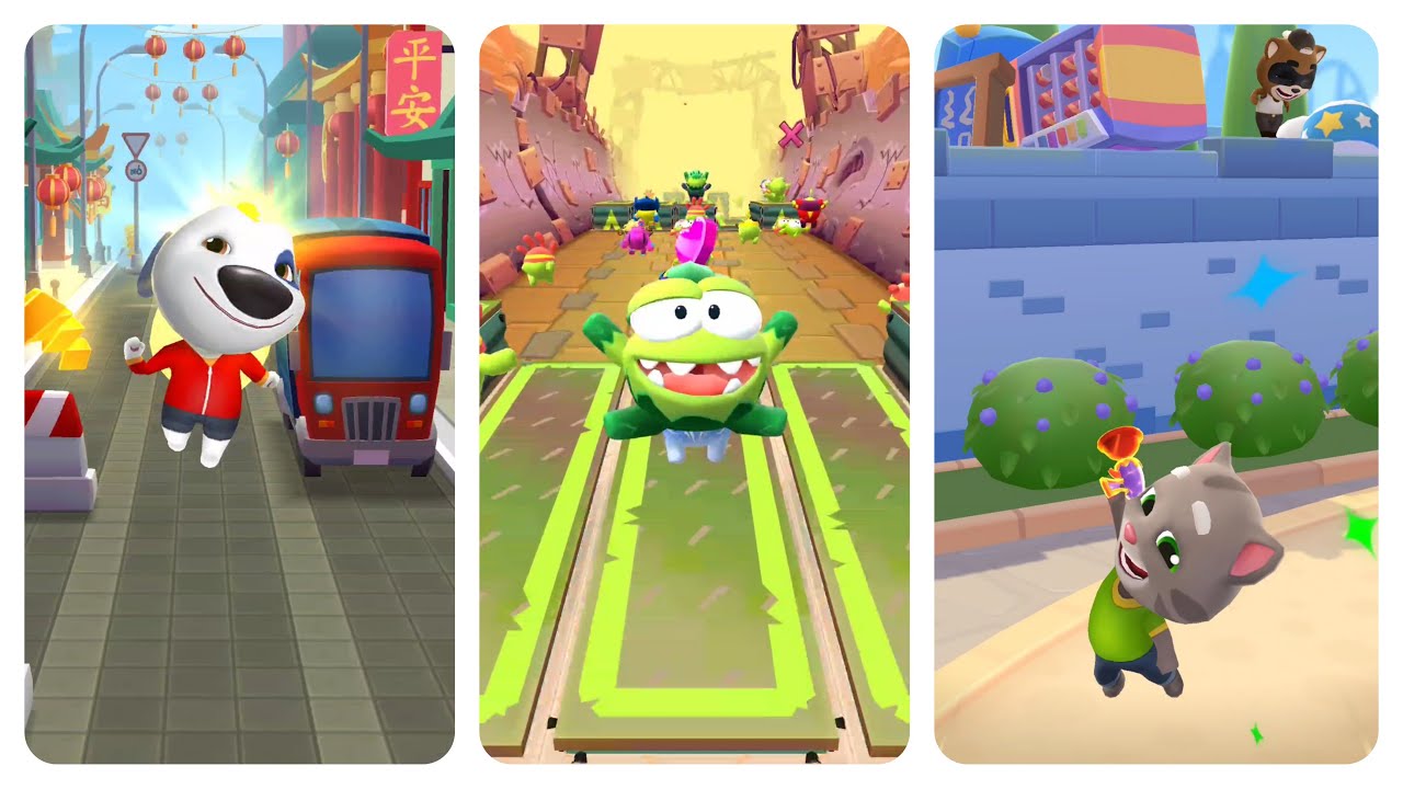 Om Nom Run Multiplayer Earth Nom vs Talking Tom Gold Run Hank vs Talking Tom Blast Park Tom