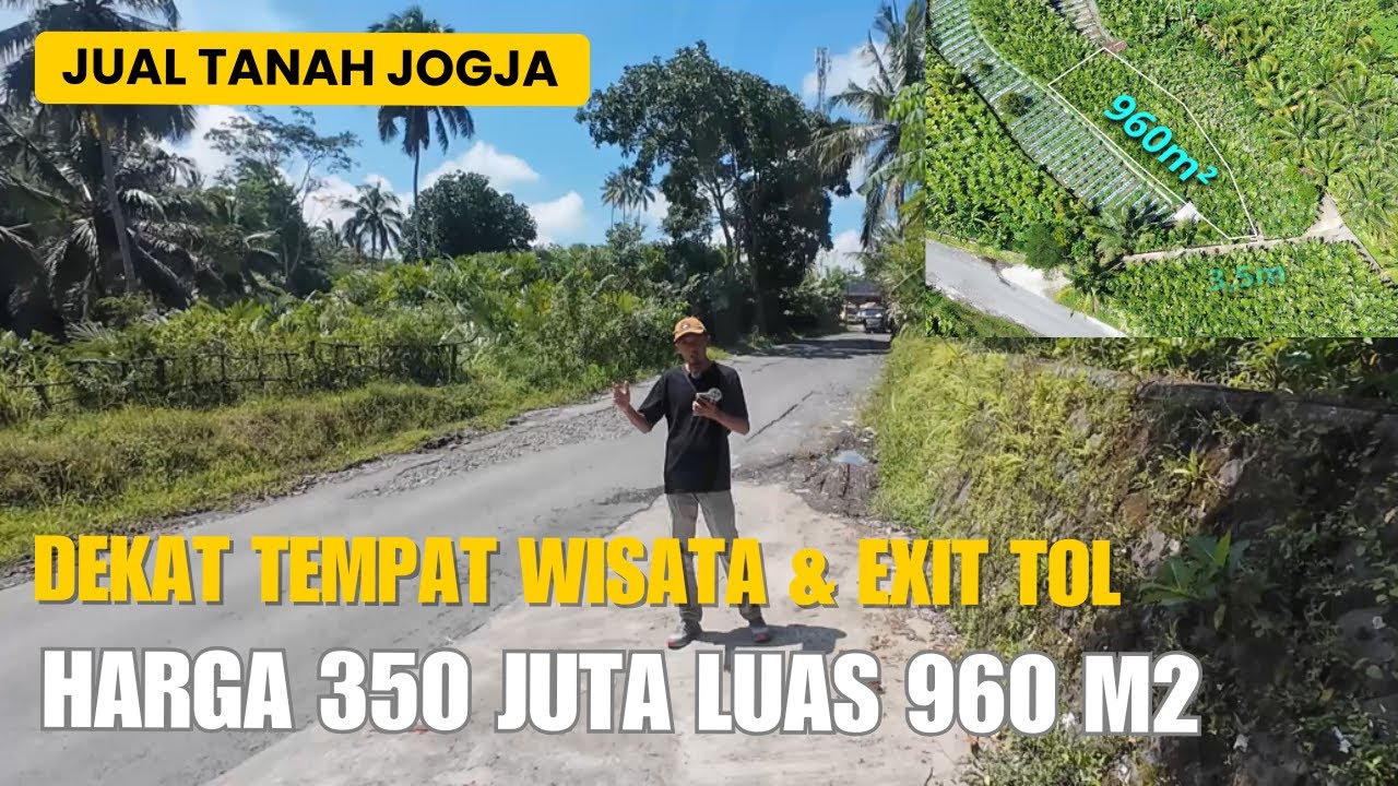 EPS 435 JUAL TANAH JOGJA HARGA 350 JUTA LUAS 960 M2 SHM PEKARANGAN DEKAT TEMPAT WISATA & EXIT TOL