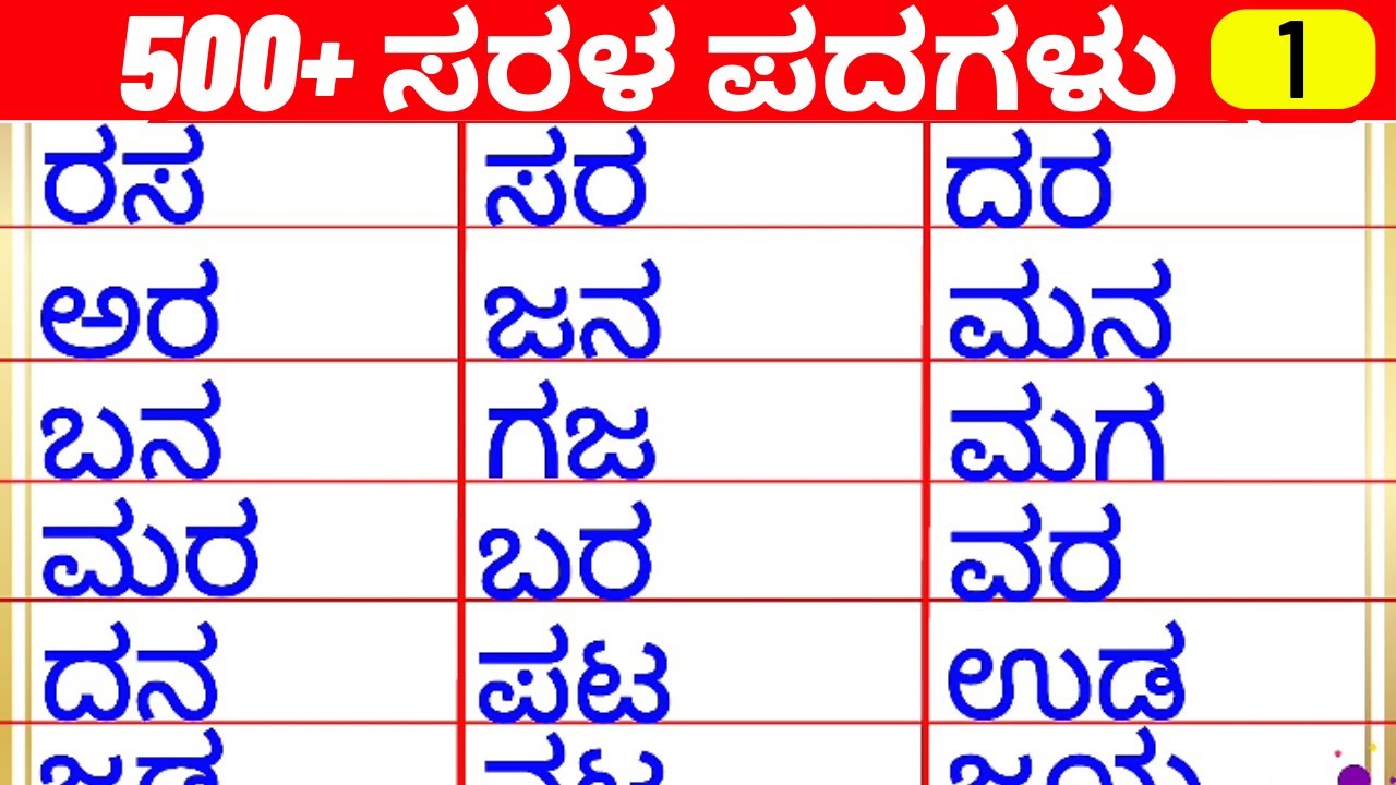 500 Simple words |  ಸರಳ ಪದಗಳು | kannada padagalu | vocabulary words | @SuperrAmmaa | ಶಬ್ಧಗಳು