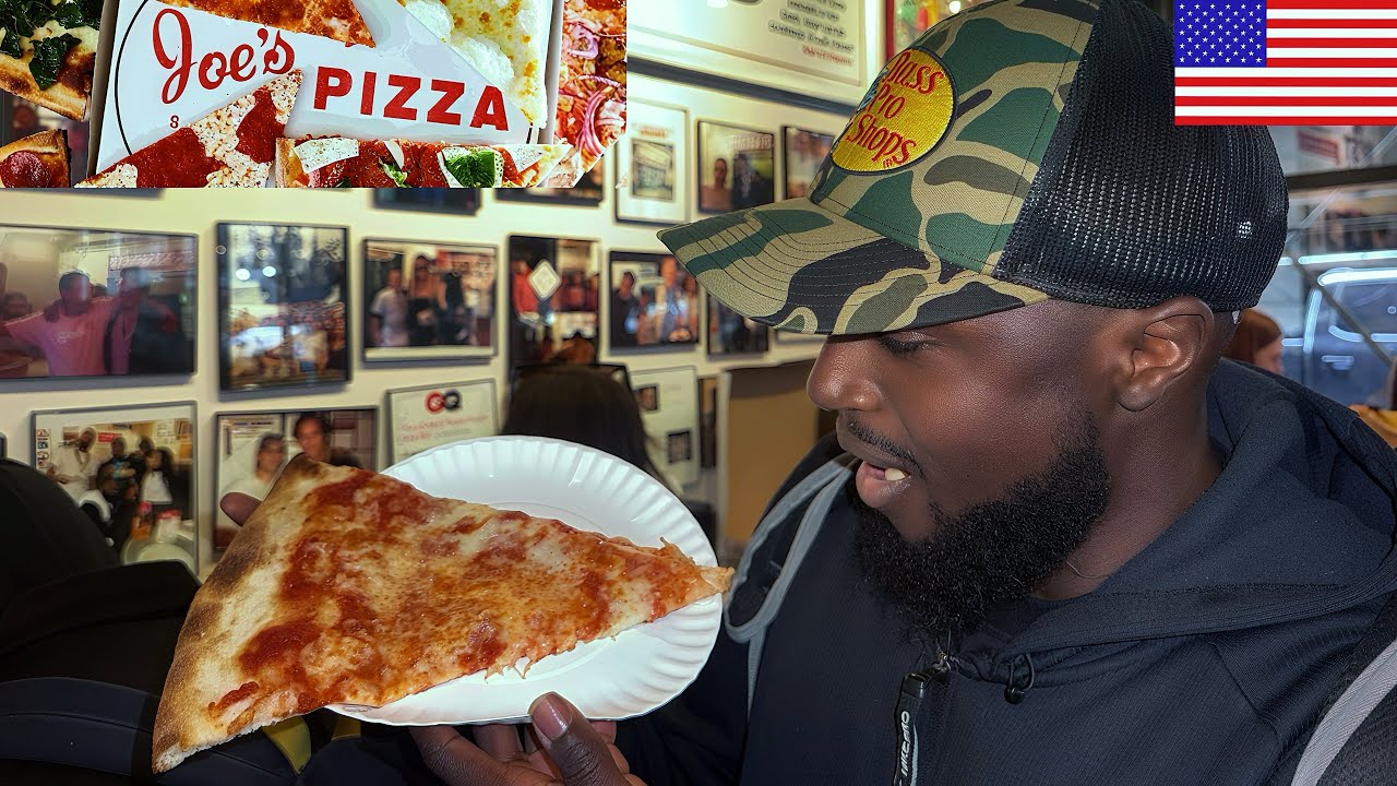Британская пара впервые попробовала пиццу в нью-йоркской пиццерии Joe&rsquo;s Pizza.