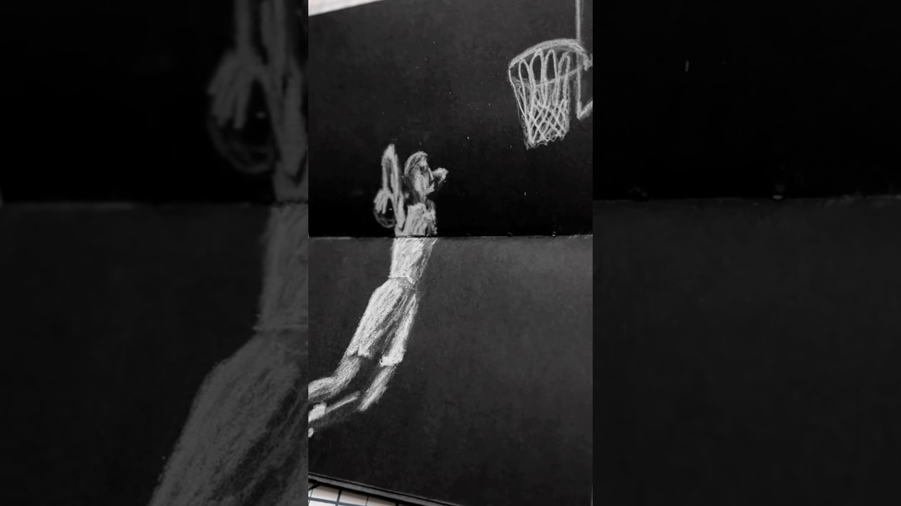 Drawing Verbs Day 21/30: Dunking #basketball #dunk #sketchbook  #charcoalart #chalk #30daychallenge