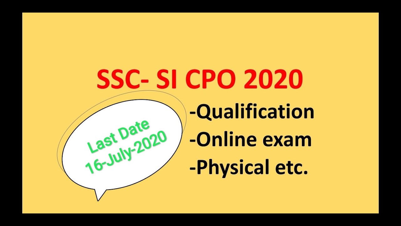 SSC SI CPO 2020 FULL DETAILS