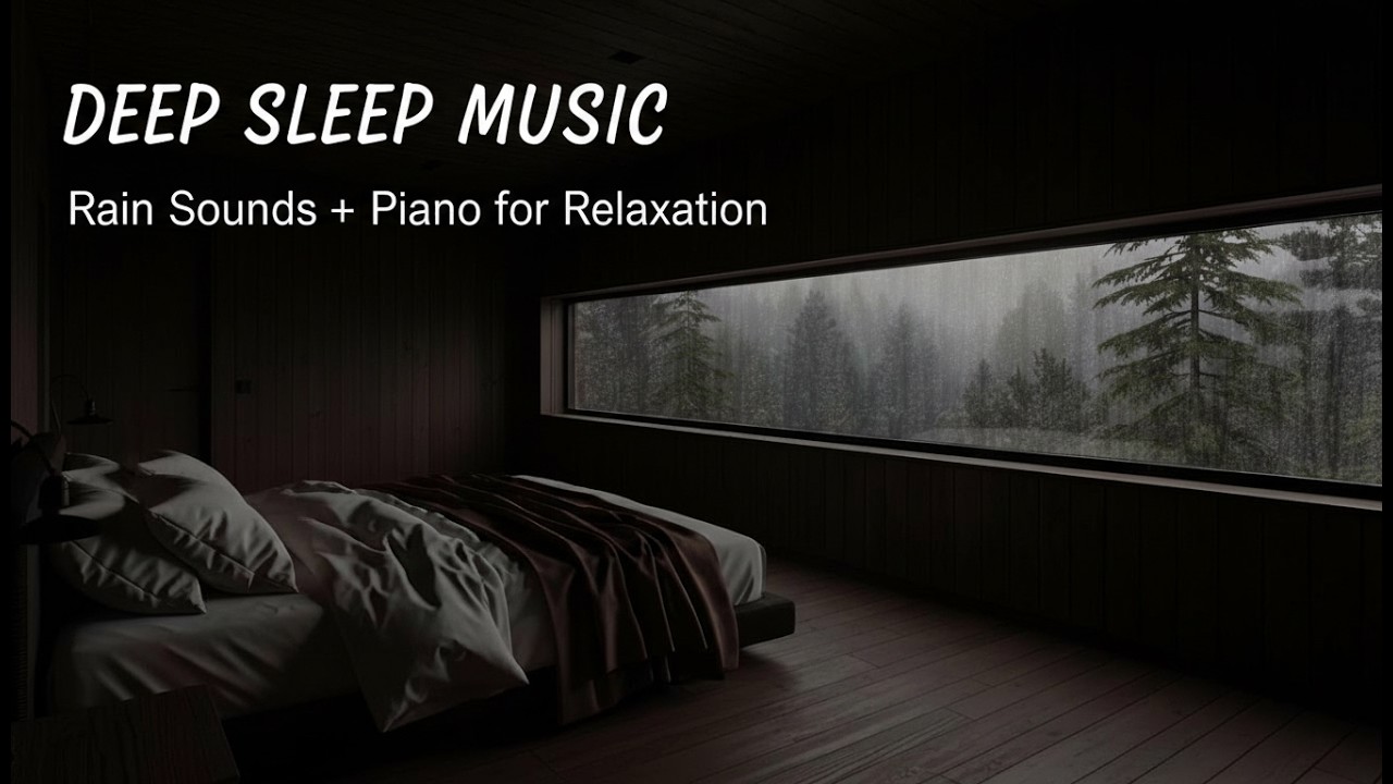 Healing Piano with Rain for Restful Deep Sleep, Work Balance, Yoga Practice