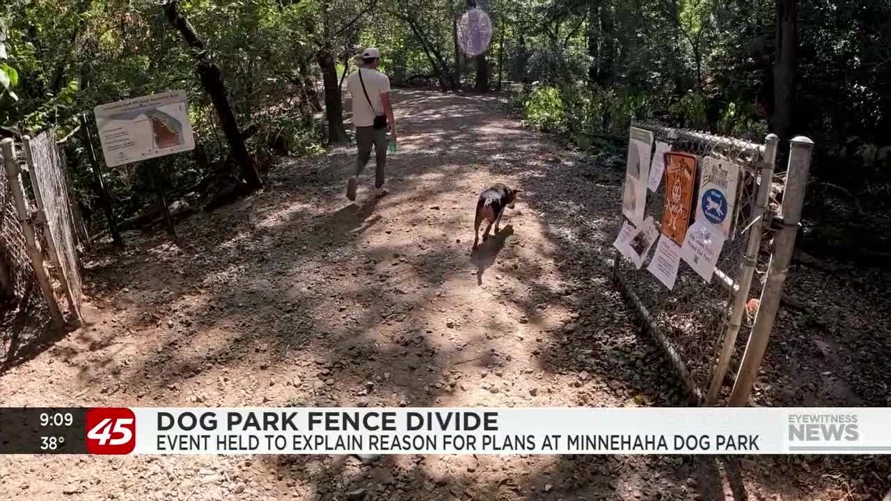 Barrier at Minnehaha Dog Park dividing community members