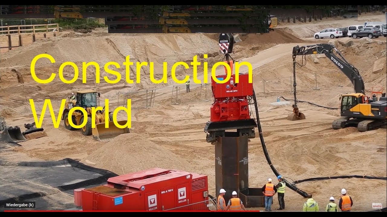 no time lapse Crawler crane Liebherr LTR 1220 and Volvo Excavator