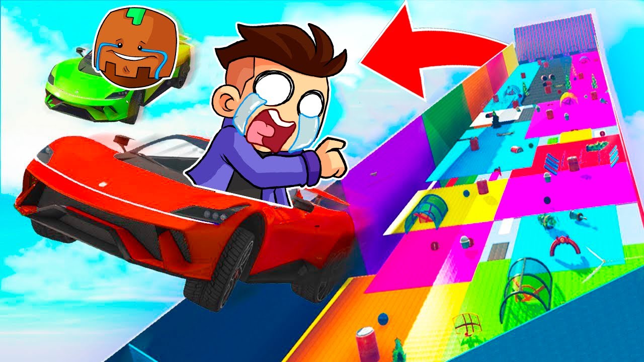 LA MEGA RAMPA DE LA SUERTE en GTA 5! 😱🤣 CARRERA DE OBSTÁCULOS IMPOSIBLE EN GTA V