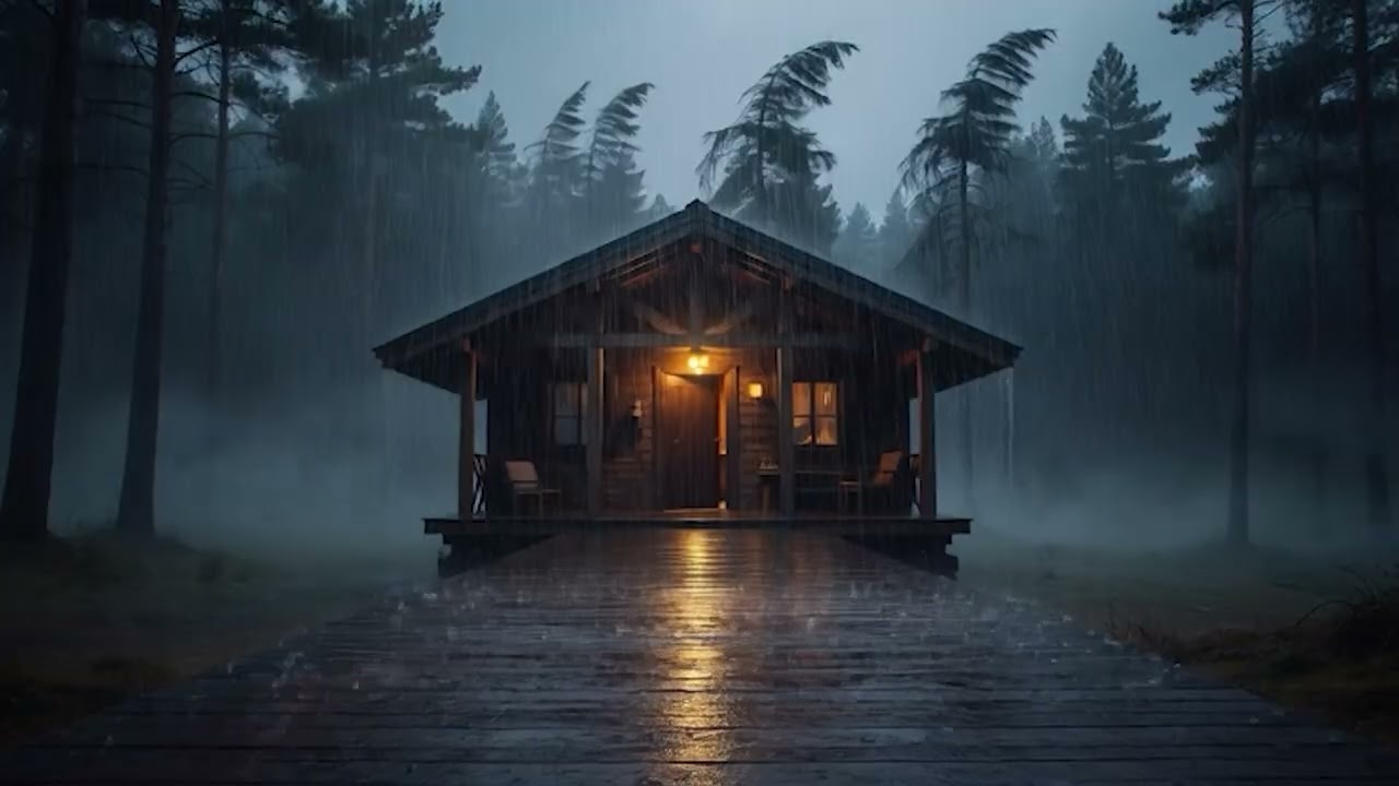 Hard Rainstorm on a Cabin Roof | Deep Sleep White Noise