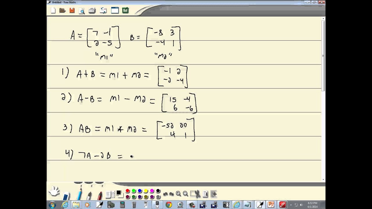 Technology in College Algebra - Matrix Operations - HP Prime