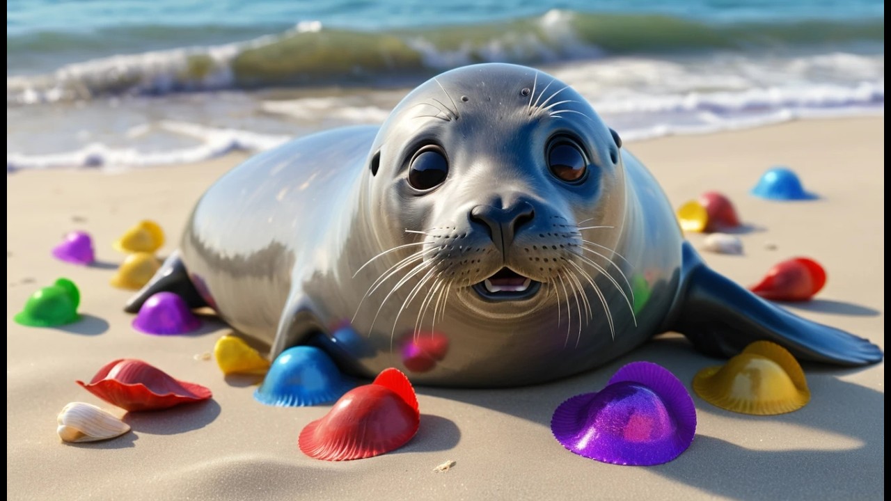 Seal Plays with Shiny Shells 🦭🐚 | Sensory Ocean Discovery & Kids Songs