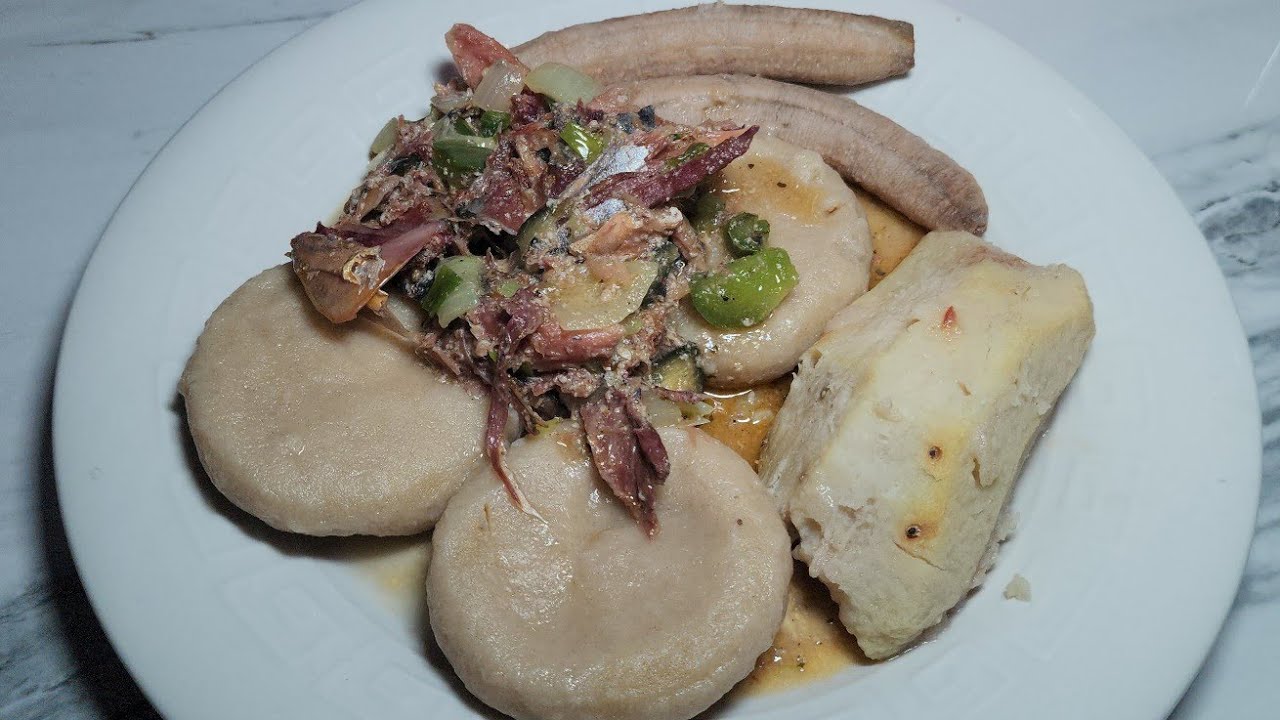 Salt Mackerel Rundown Jamaica second national dish | Boild Dumpling | Banana | yam | strong food💪