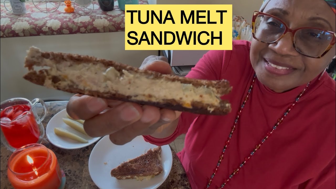 Brunch time with a tuna melt sandwich and sliced kosher pickles.  #sandwich ￼