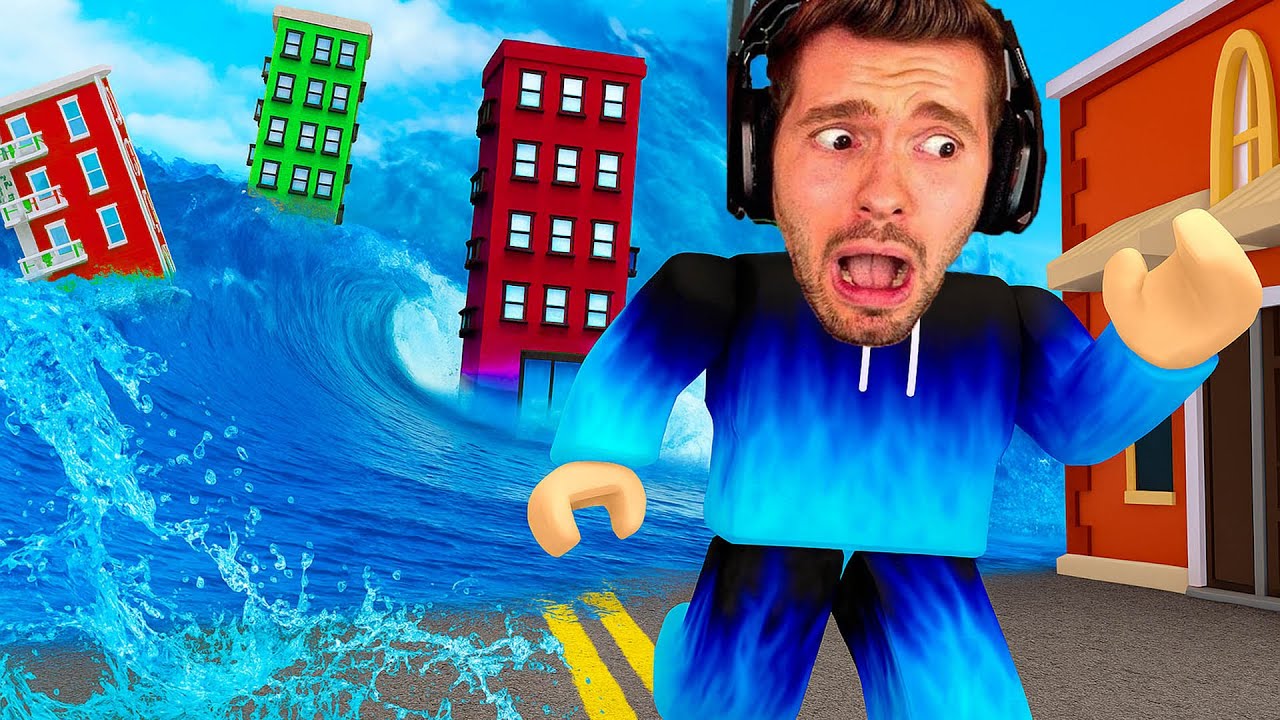 Спасаюсь от ОГРОМНОГО ЦУНАМИ в Roblox!