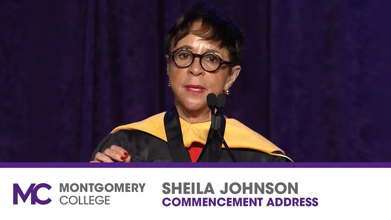 Sheila Johnson delivers the keynote speech at Montgomery College's 2019 Commencement