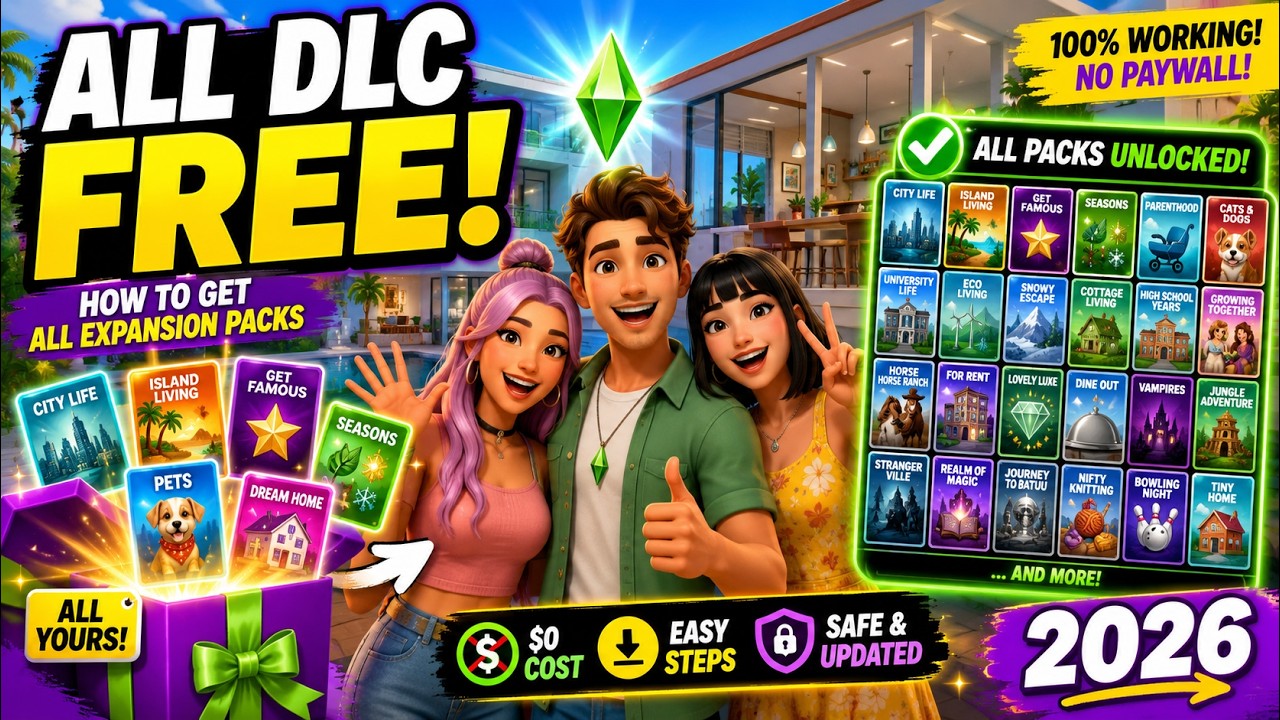Sims 4 DLC Packs for FREE 2026 ✅ How to Get ALL Expansion Packs
