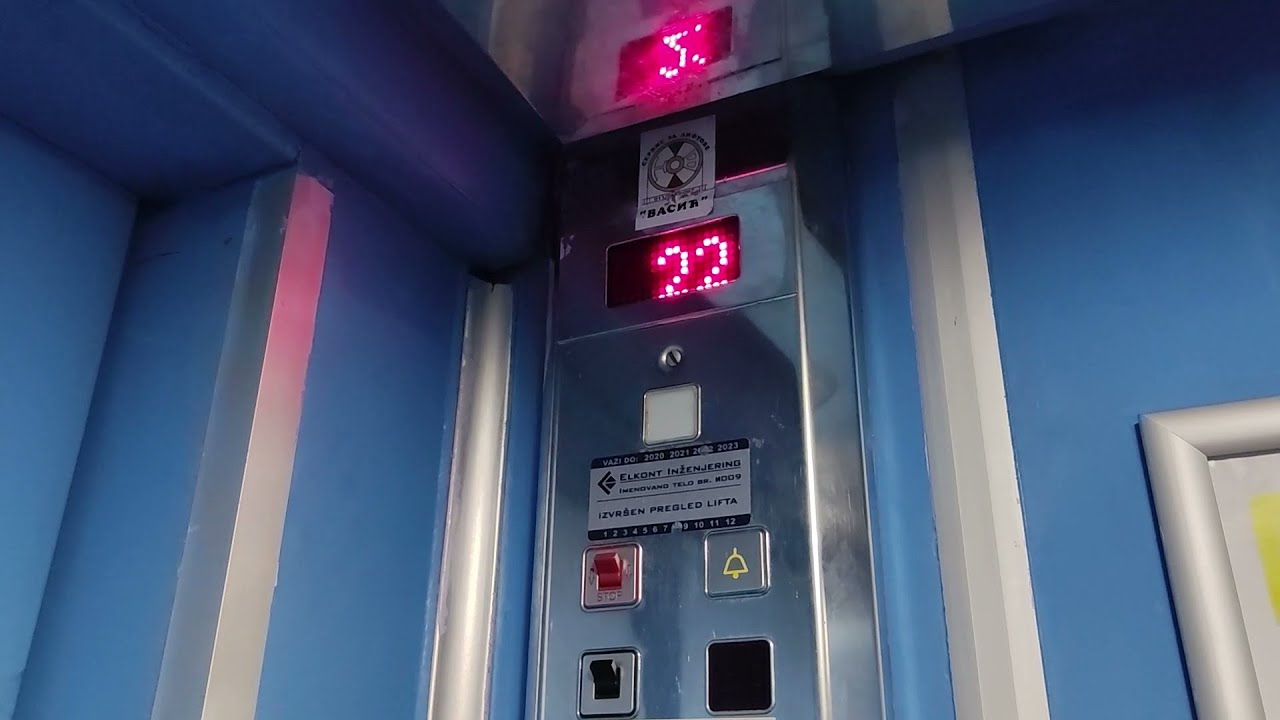 Končar (modded by ANND Vasić) 2-speed traction lifts at Crnotravska 13a, Banjica, Belgrade, Serbia
