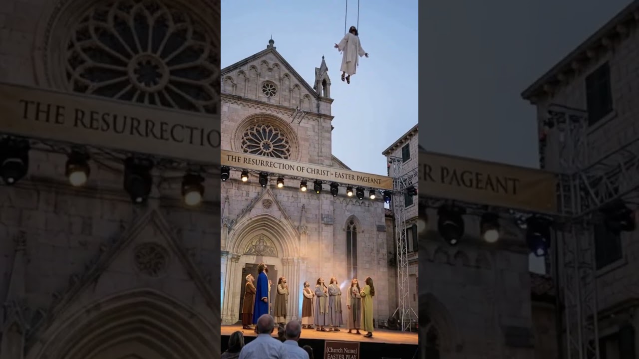 They Lifted Jesus Into the Sky During Easter Service And He Kept Going #easter #performance #faith