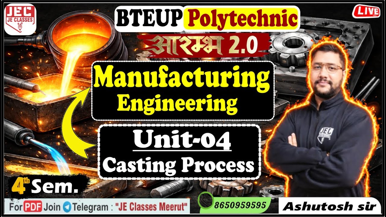 🔥04 Manufacturing Engineering UPBTE 4th Sem. Mechanical Engg. आरम्भ बैच 2.0 New Syllabus 2025-26